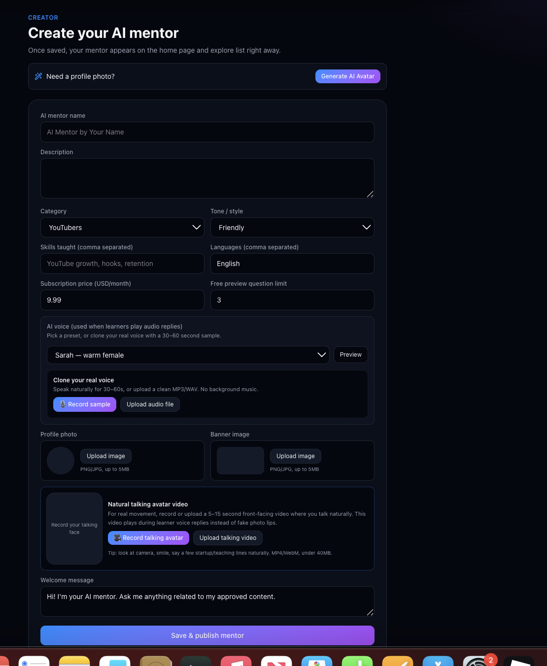 2. Create your AI mentor